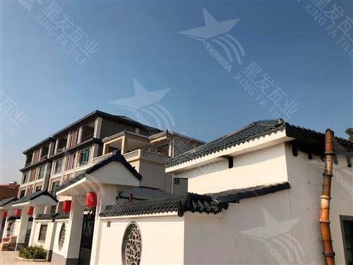 六盤水仿古樹脂瓦一體屋檐裝飾塑料瓦片 古建筑門樓圍墻瓦中式門頭仿古瓦 星發(fā)牌定制